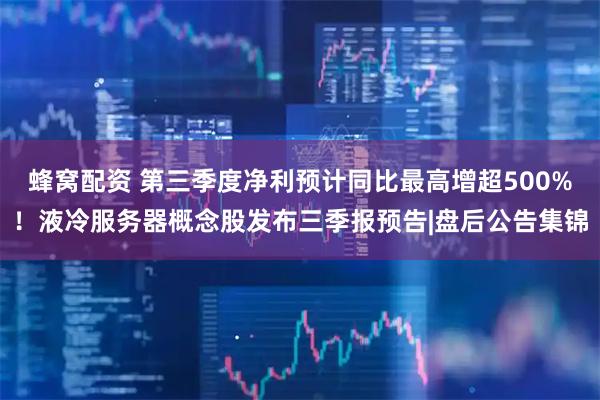蜂窝配资 第三季度净利预计同比最高增超500%！液冷服务器概念股发布三季报预告|盘后公告集锦